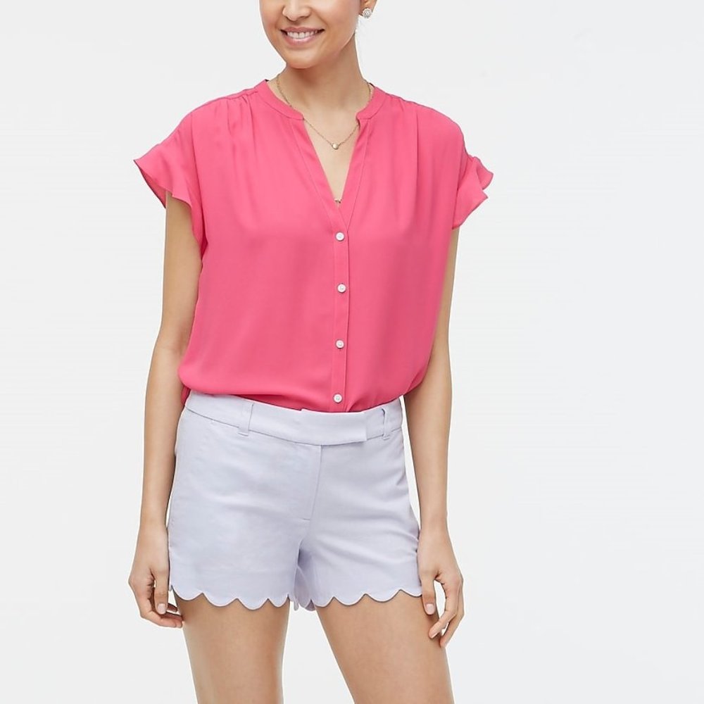 💥J Crew Linen-Cotton Scalloped Hem Shorts NWT